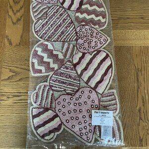 Pier 1 Beaded Hearts Table Runner NEW Valentine's Day  Wedding Romance 36x13
